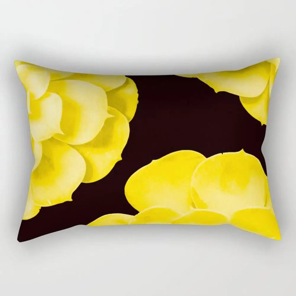taie d'oreiller rectangulaire jaune clair motif géométrique moderne housse coussin canapé coton 30x50cm