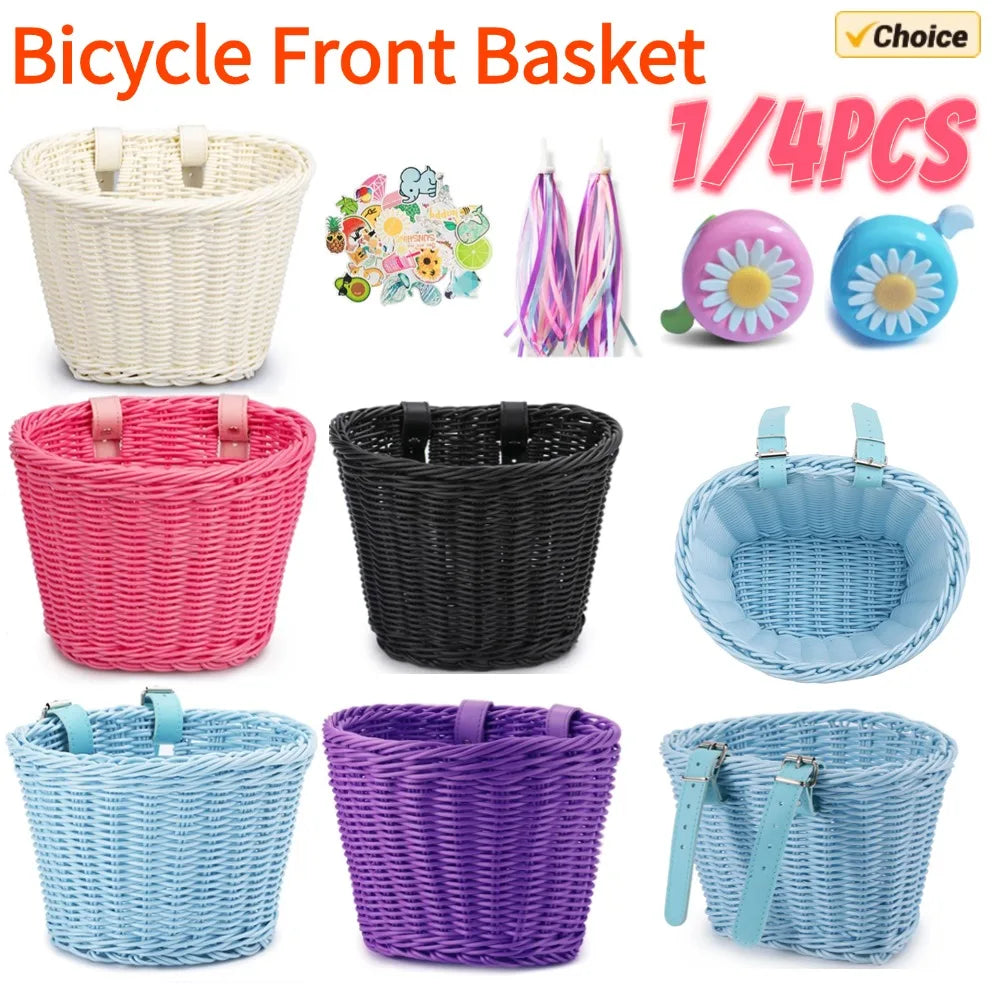 panier vélo tressé osier enfant bleu clair noir rose violet blanc adjustable moderne