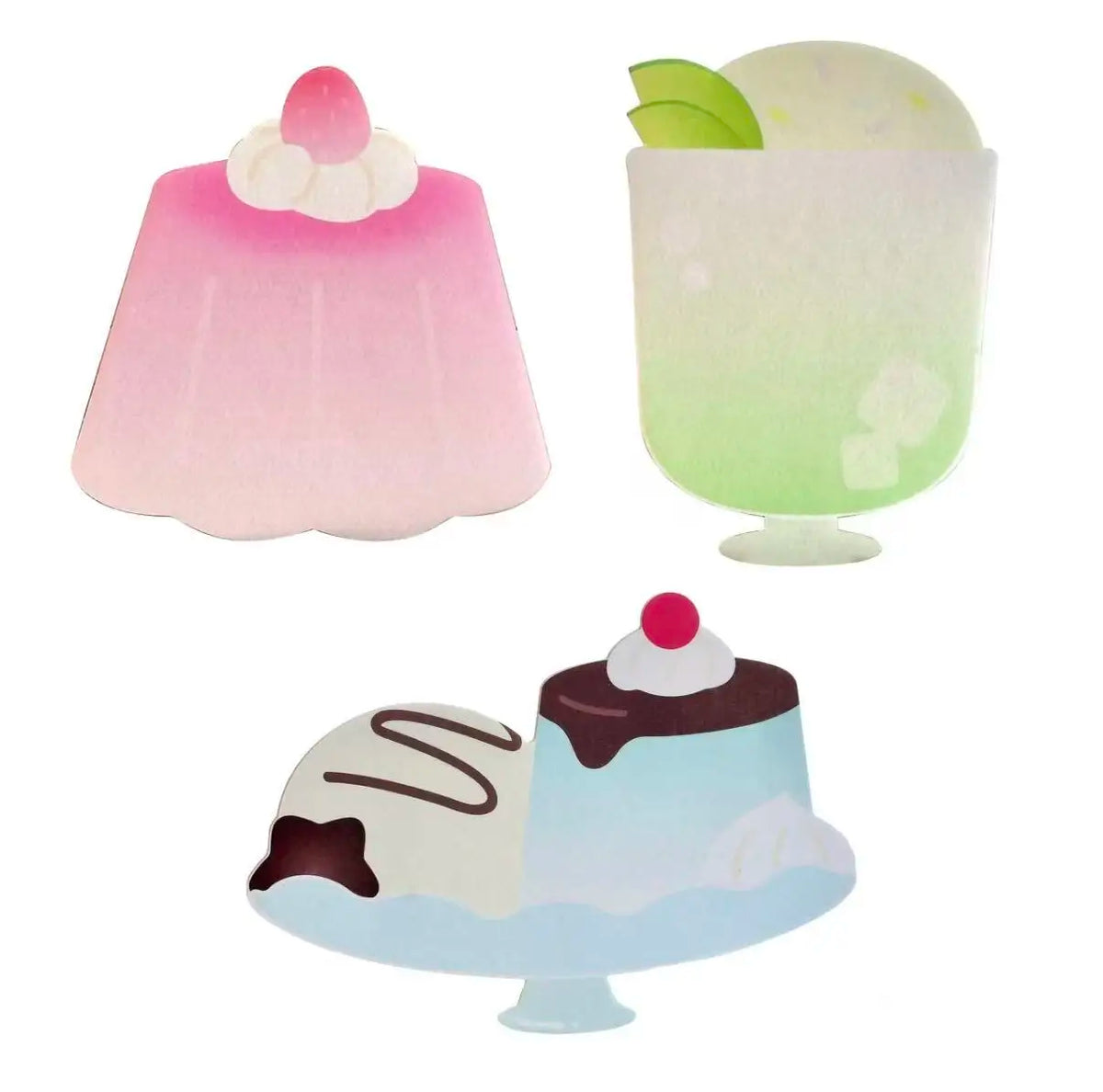 post it notes adhésifs desserts gelée glace gâteau rose vert bleu clair cartoon boîte