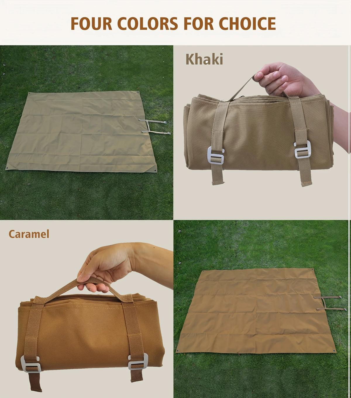 tapis sol pliable oxford vert olive bleu marron clair robuste pratique sac rangement
