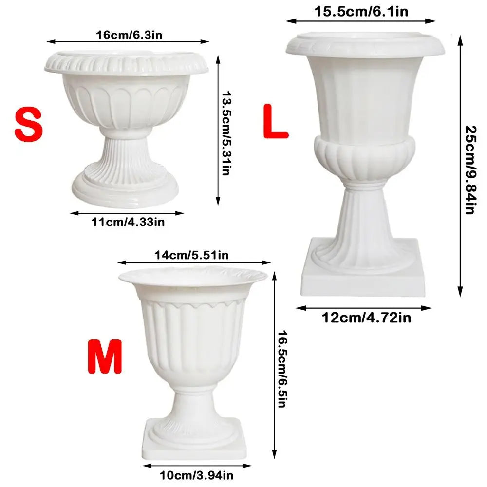 vases decoratifs fleurs artificielles classique blanc motifs sculptes différentes tailles