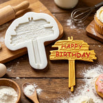 moule silicone happy birthday fondant cupcakes gâteaux décoration pâtisserie biscuits rustique
