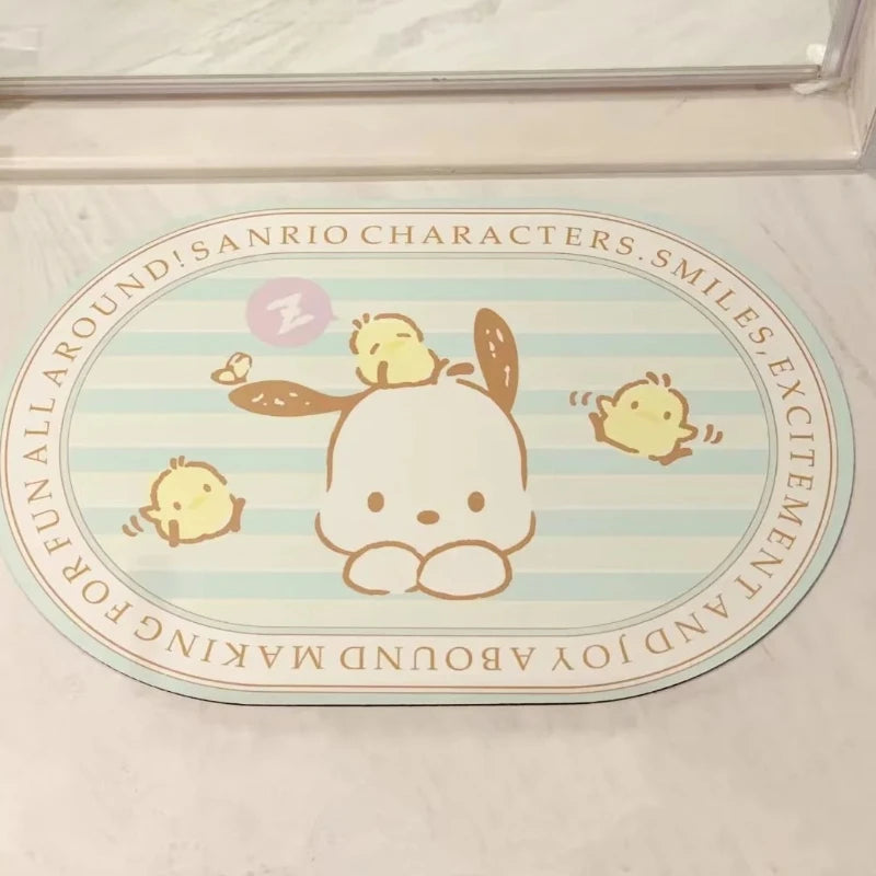 tapis sol salle bain dessin animé sanrio rose blanc imperméable antidérapant rapide