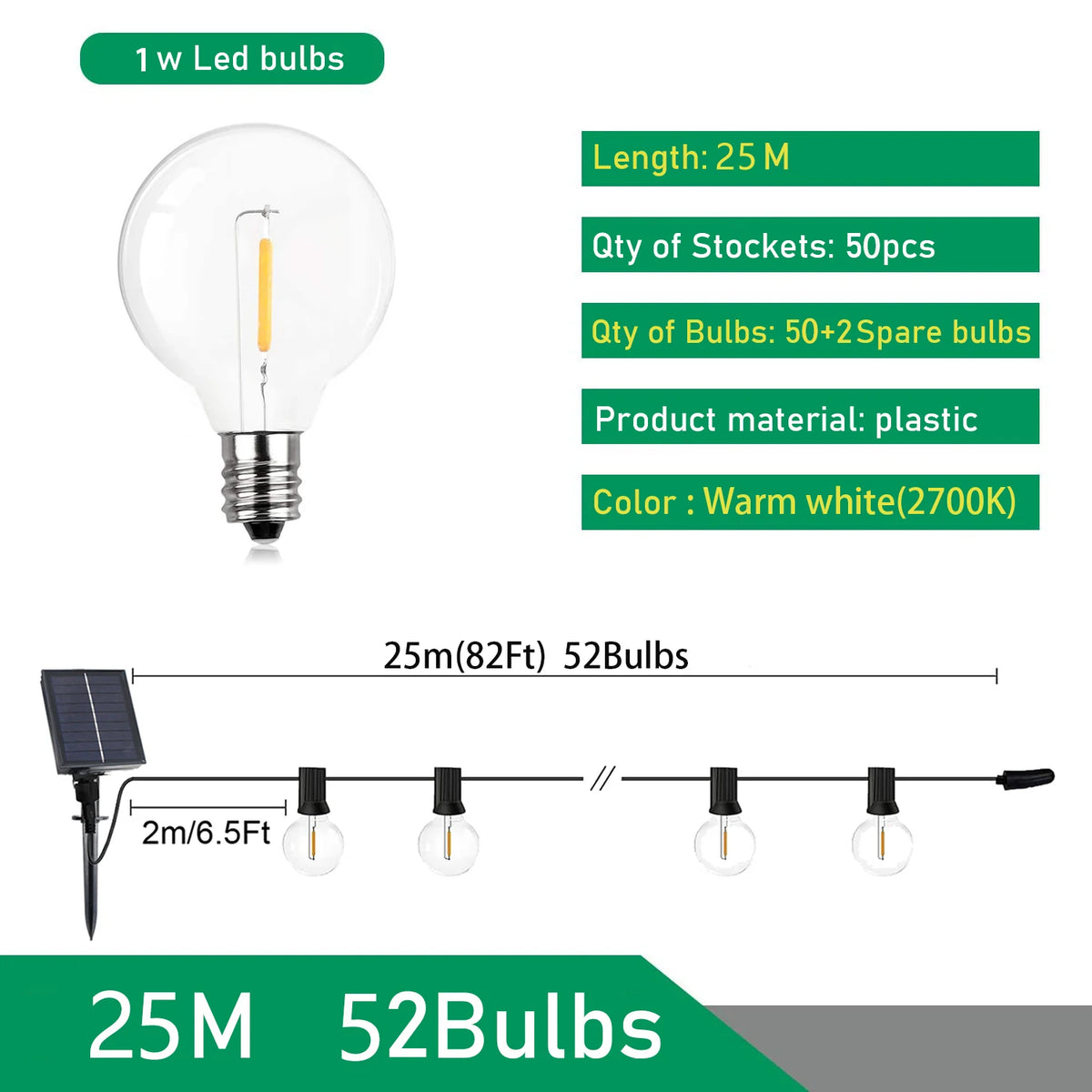 guirlande lumineuse solaire led transparente moderne 10m 21 ampoules clips extérieure jardin fête noël
