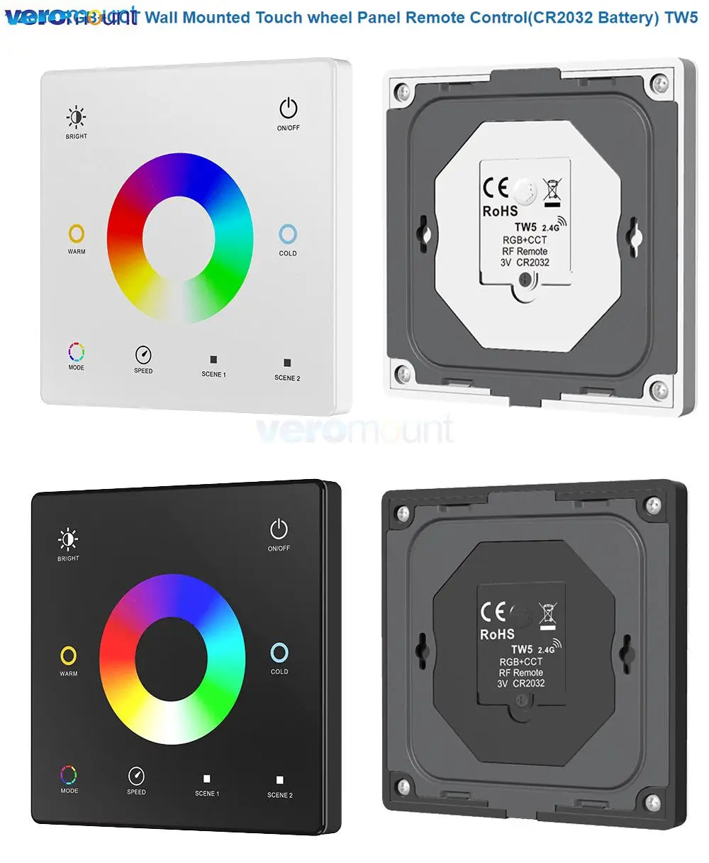 contrôleur rf 2.4g led wall mounted touch panel zone rgb cct dimming veromount