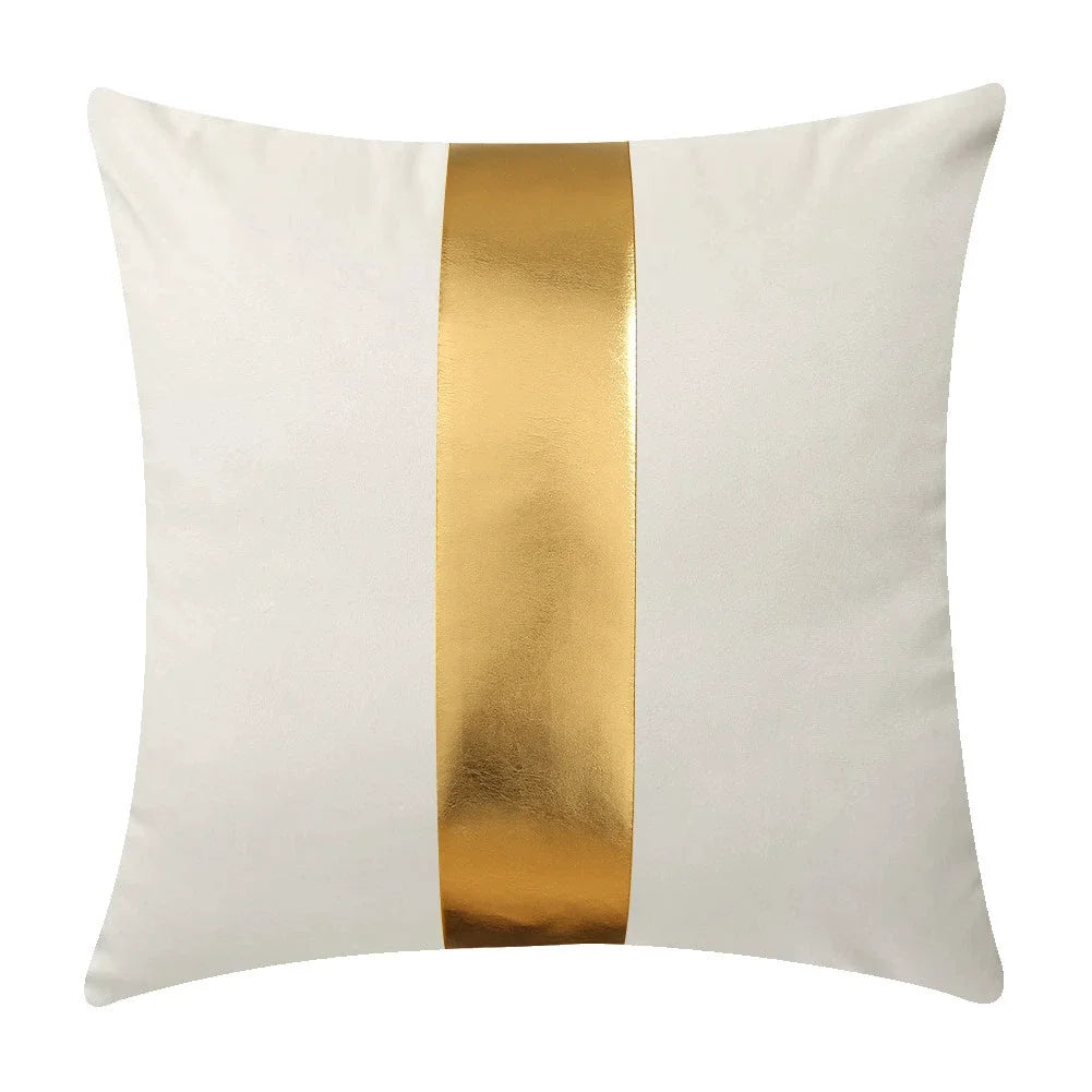 ensemble housses coussin noir rayures dorées velours luxe moderne taies oreiller décoratives