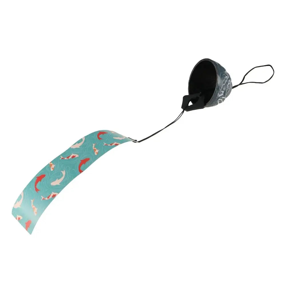 cloches vent moderne motif abstrait poissons vagues océan bleu vert noir jaune