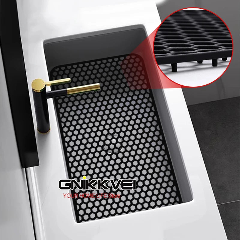 tapis cuisine silicone hexagones moderne noir résistant chaleur antidérapant respectueux environnement
