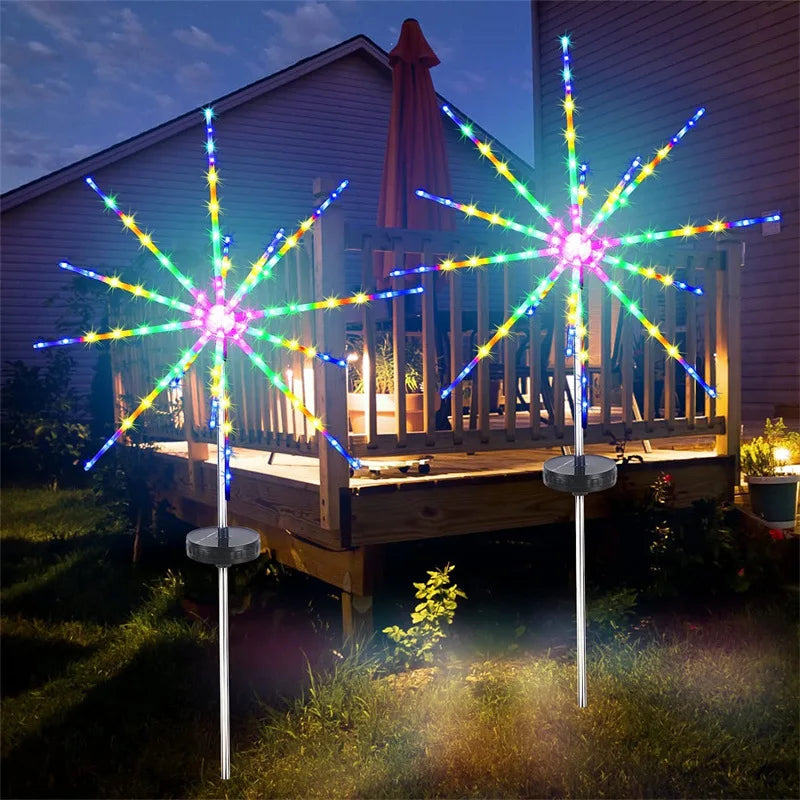 lumière solaire étoile multicolore blanc moderne décorative fixe piquet rayons opaques vacancesextérieur