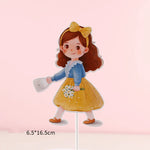 décoration anniversaire mariage figurines dessin animé fleurs rubans transparents piques bleu jaune rose