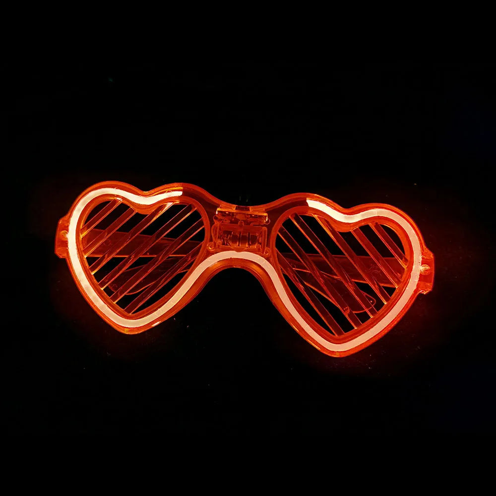 lunettes soleil lumineuses forme coeur rouge rose bleu fête anniversaire mariage