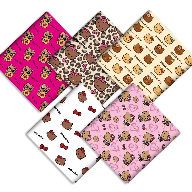 serviettes hello kitty motif coeurs nœuds papillon léopard rose beige marron noir blanc