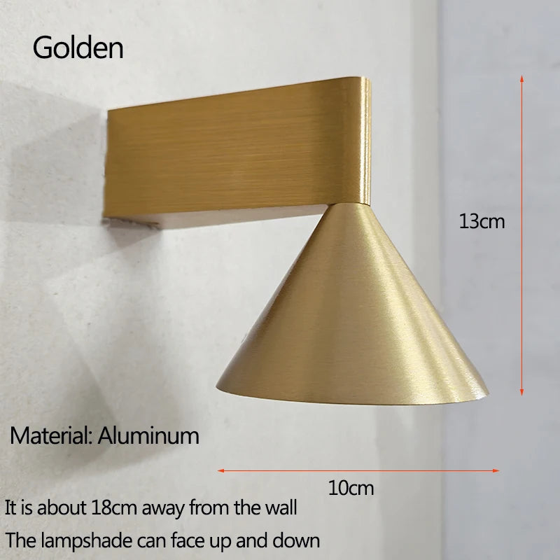 lampe murale conique moderne aluminium noir fixée mur flux lumineux 60 249 lumens alimentation
