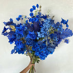 décoration événement artificielle fleurs bleu royal soie feuilles bouquets hybride ornement festifsintérieur