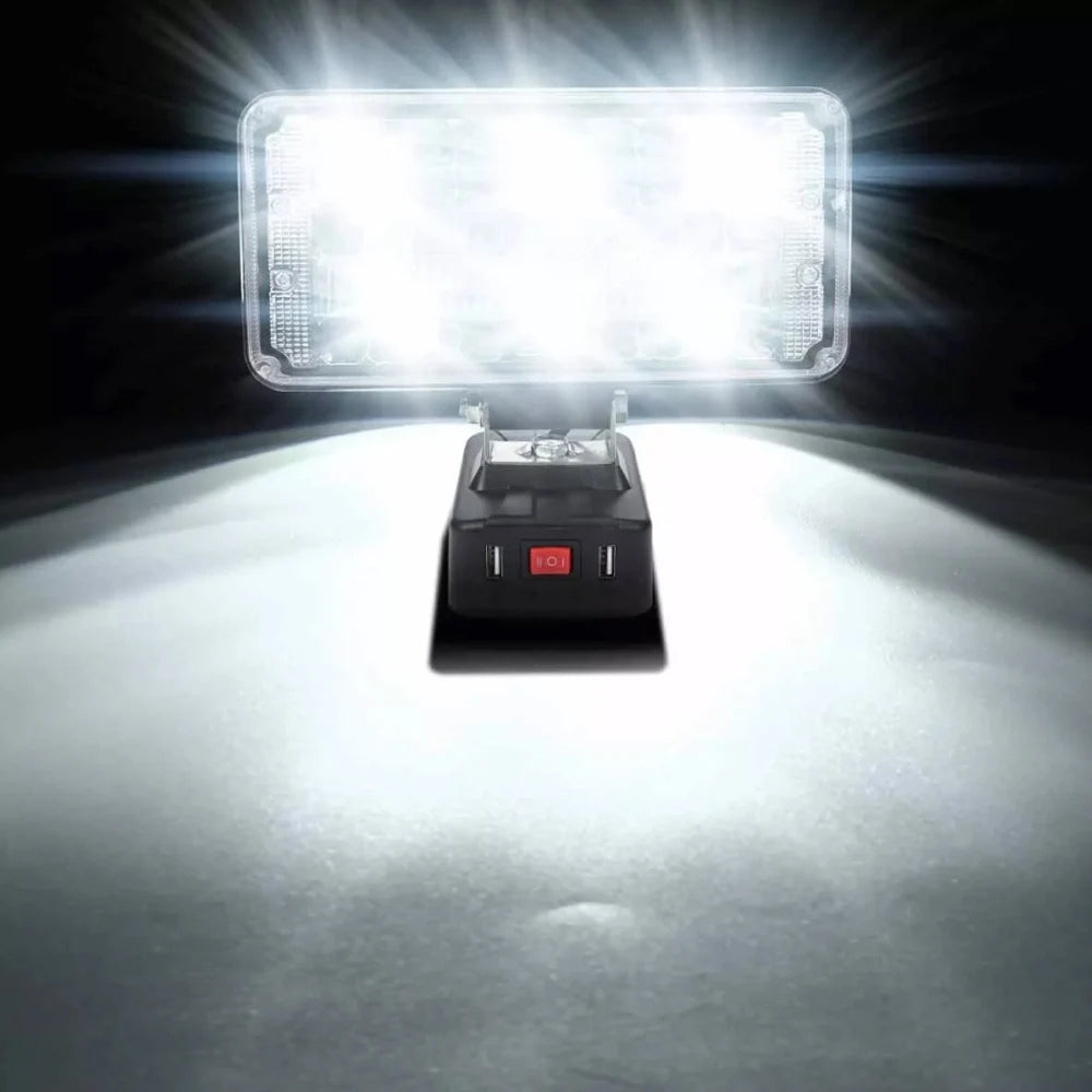 projecteur portable led lampe noire industrielle makita 18v charge usb