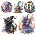 autocollants multicolores fantaisie magique artisanat scrapbooking journaux bricolage sorcières chats bougies châteaux cristaux livres