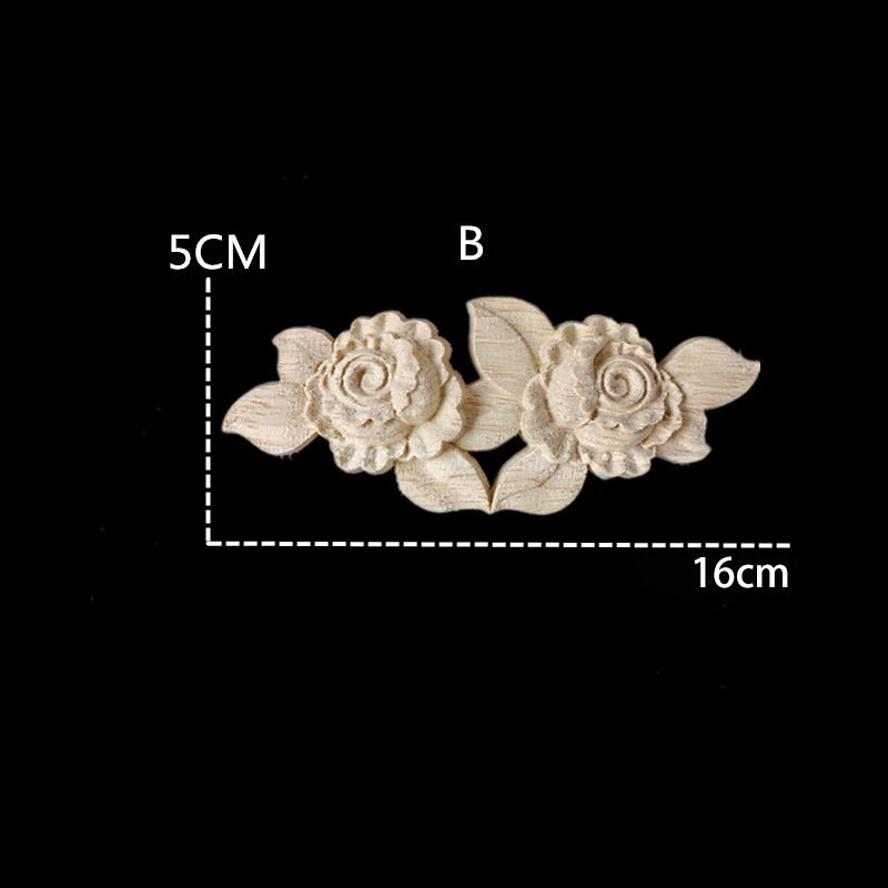 appliques décoratives bois blanc artisanal fleurs sculptées baroque vintage miroir cadre mural