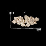 appliques décoratives bois blanc artisanal fleurs sculptées baroque vintage miroir cadre mural