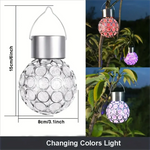 lumière solaire boule transparente motifs colorés moderne décoration extérieure jardin suspension anneaux métalliques