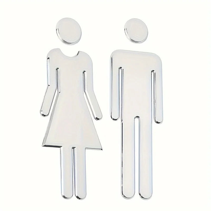 symboles toilettes dorés adhésifs homme femme minimaliste salle bain porte toilette