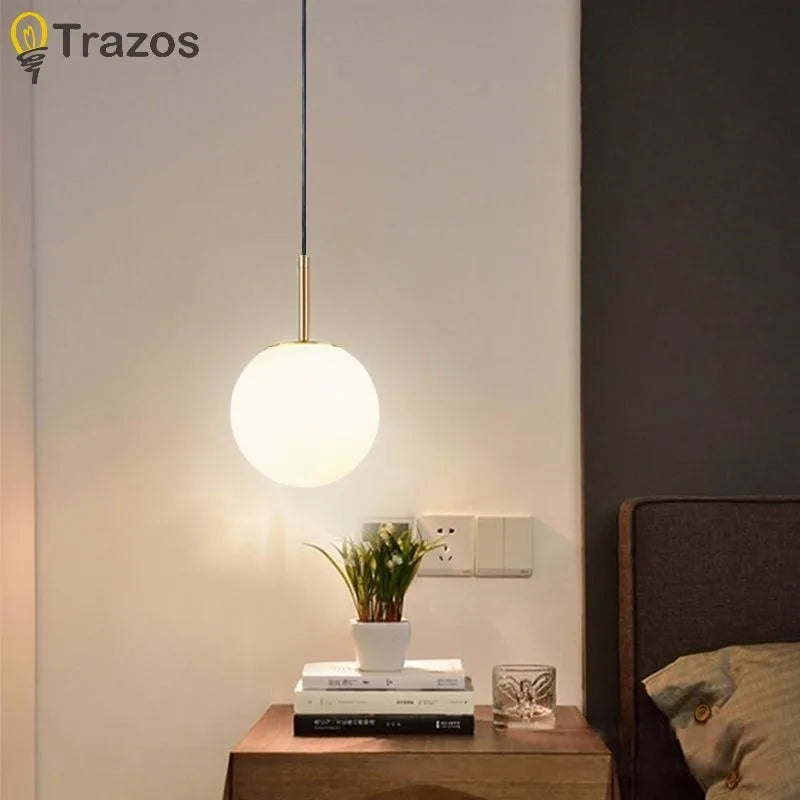 lustre moderne pendentif aluminium or éclairage chambre étude marche arrêt toucher