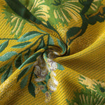 couverture coton motif floral verte jaune vintage franges dorées 48x74cm 150x200cm