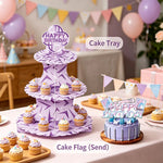 supports cupcakes drapeaux happy birthday rose violet zigzag modernes festifs anniversaire famille réunion