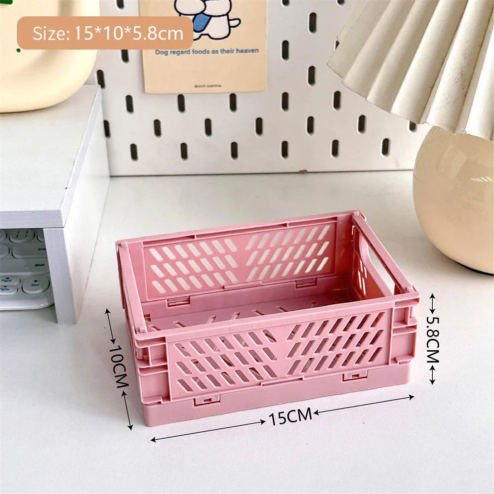 caisse rangement pliable moderne ventilée clips latéraux beige vert rose jaune violet opacité