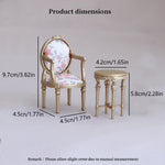 meubles miniatures résine chaises table or blanc floral rococo louis xv vintage figurinesDecorationMiniMaison