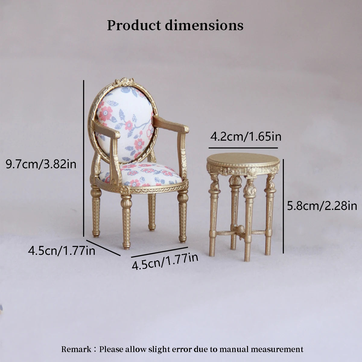 meubles miniatures résine chaises table or blanc floral rococo louis xv vintage figurinesDecorationMiniMaison