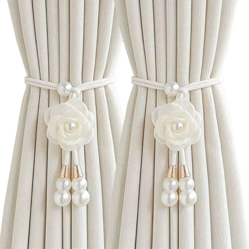 rubans rideaux décoratifs fleurs gris blanc rose bleu clair noir romantiques maison