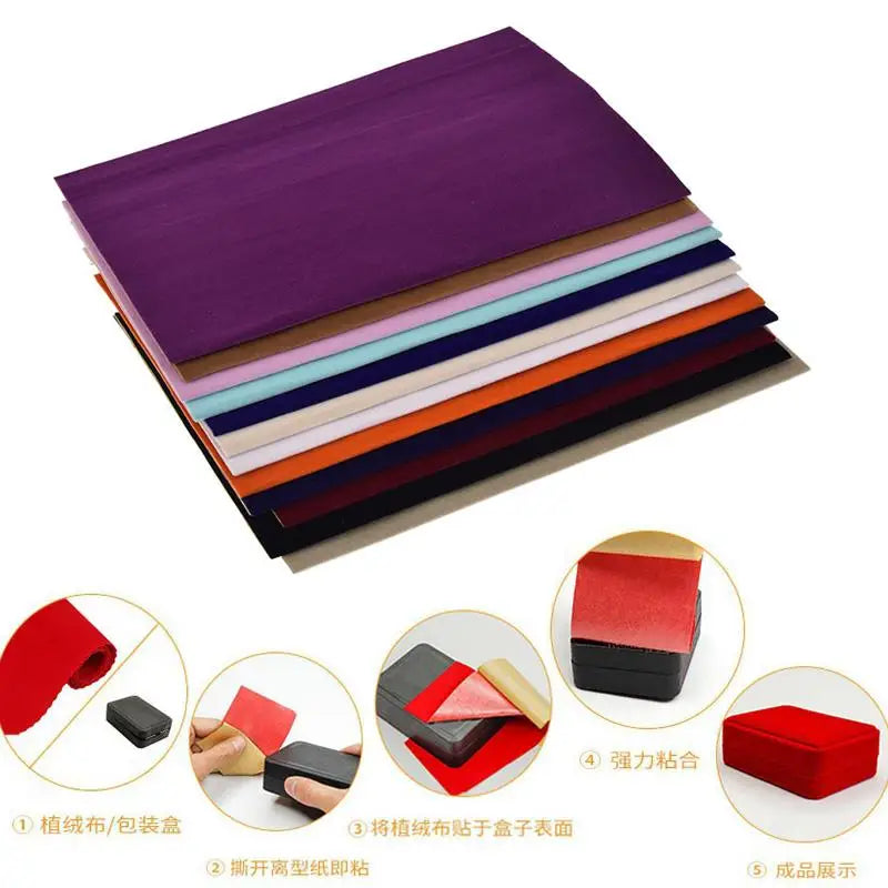 lot autocollants ruban velours uni adhésif décoration boîte bijoux loisirs créatifs