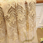 rideau brodé floral beige clair semi transparent classique polyesterextérieur chambre salon
