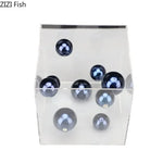 décoration moderne cube transparent boules colorées rouge bleu argent doré minimalistes