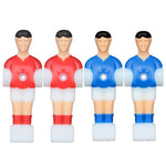 figurines joueurs football table footsball rouge bleu uniforme sport stylisées fixations tronc