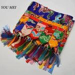 rideau ethnique handmade motifs floraux brodés pompons couleurs vives traditionnel clips fixations