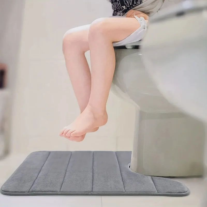 tapis sol gris moderne doux antidérapant salle bain absorbant texture soft 60cm 40cm