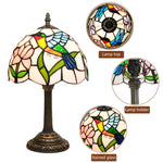 lampe table tiffany multicolore oiseau stylisé verre teinté interrupteur bouton poussoir 220v 155cm