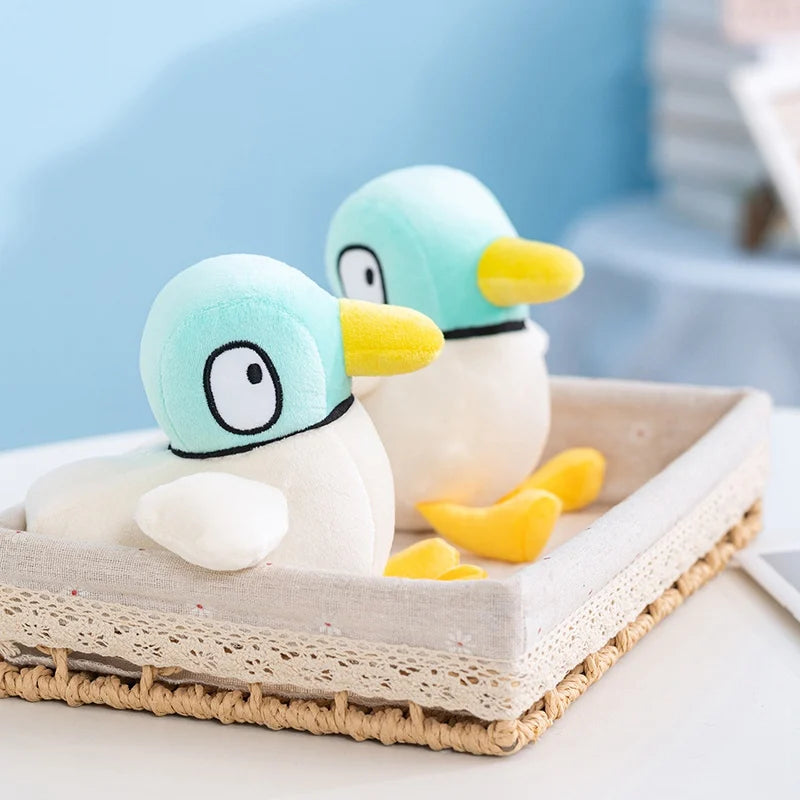 peluche canard mignon cartoon blanc turquoise jaune coton pp décoration chambre cadeau anniversaire noel