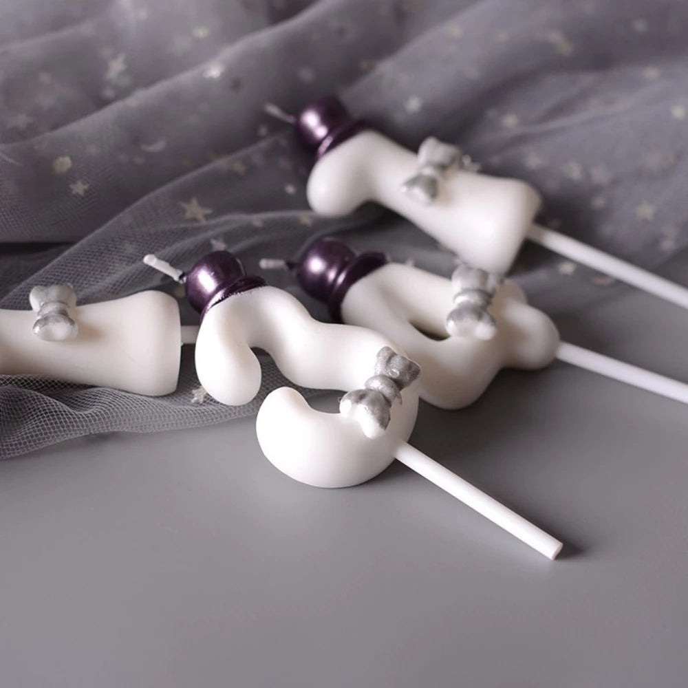 bougies chiffres blanc violet argent décoratives festives tringles numérotées cire soja sans flamme