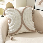 taies d'oreiller carrées 45x45cm moderne motifs géométriques blanc marron vert bleu beige tasseaux