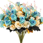 bouquet roses artificielles soie mariage rose vif jaune crème violet foncé bleu orange vert