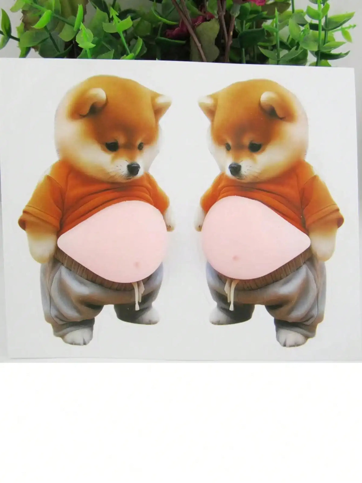 aimant réfrigérateur cartoon chien mignon tshirt orange pantalon gris ornement décoration enfant cadeau anniversaire