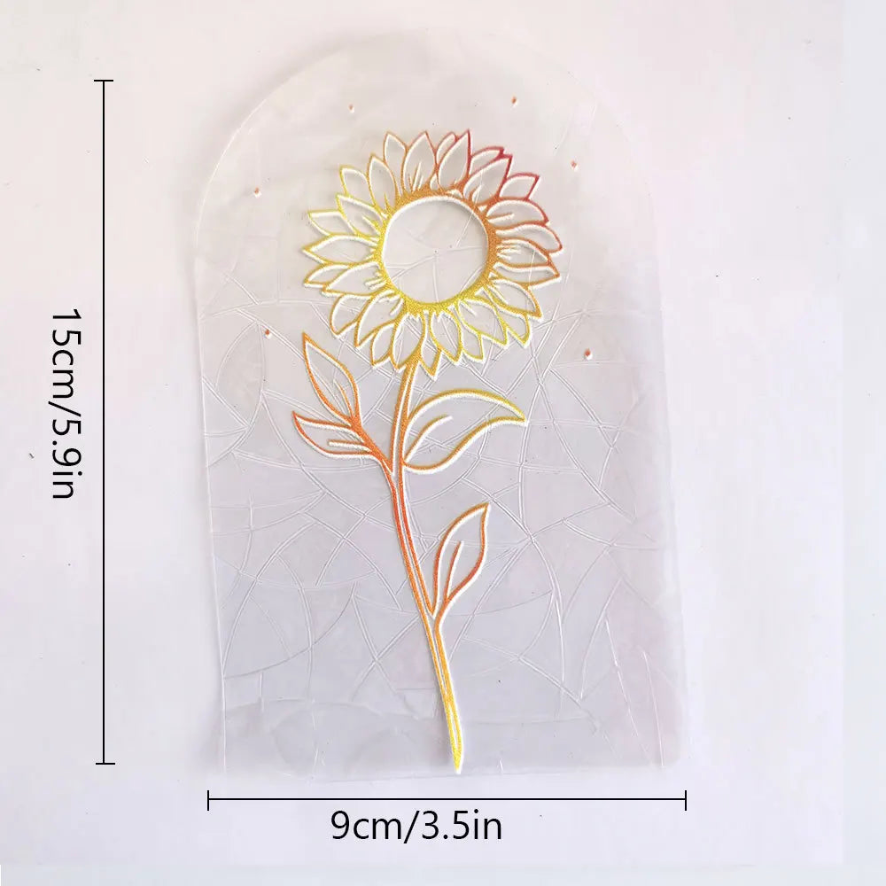 autocollant mural transparent décoratif fleurs papillon soleil texte motivation fenêtre mur intérieur maison