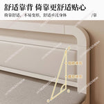 lit rabattable blanc moderne matelas gris tissu oreillers tête lit minimaliste