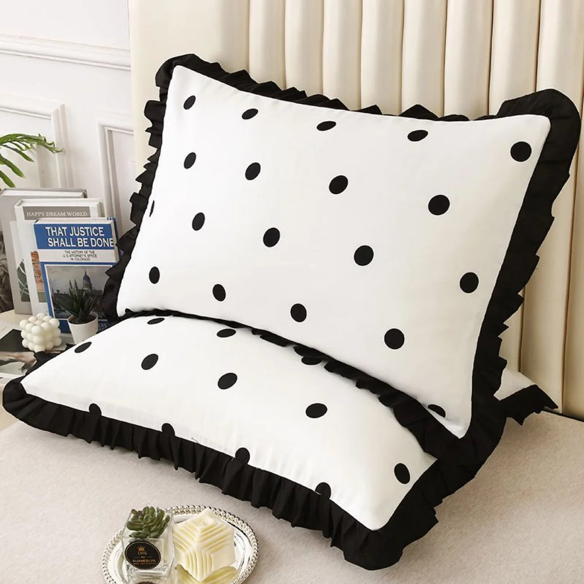 taies d'oreiller polyester motif floral vintage blanc noir adhésif respectueux environnement simple casa lot