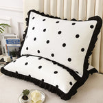 taies d'oreiller polyester motif floral vintage blanc noir adhésif respectueux environnement simple casa lot