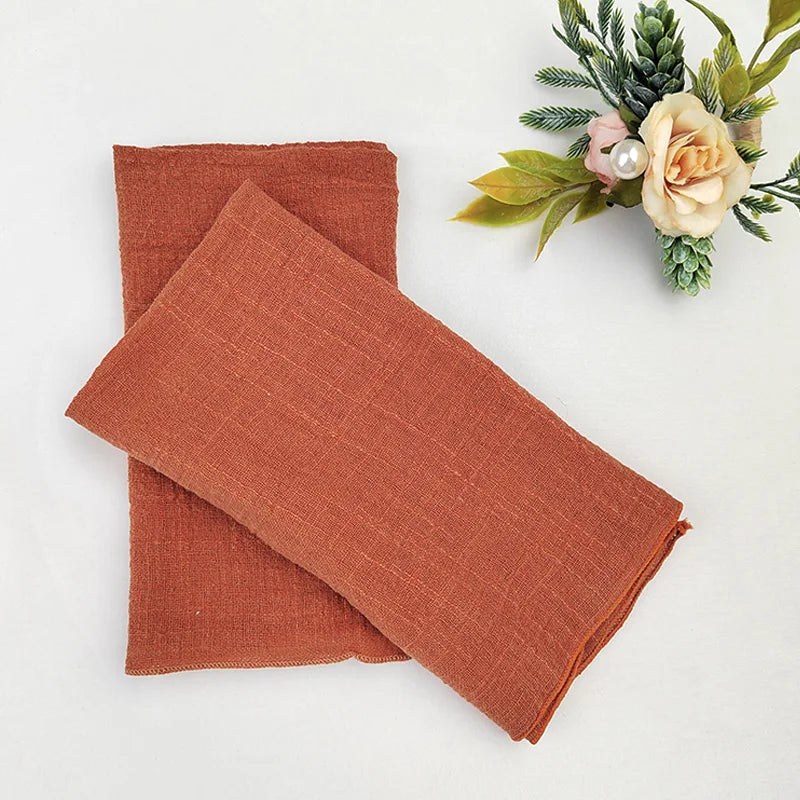 serviettes table coton orange texture lin classique fêtes mariage extérieur napkins cloths