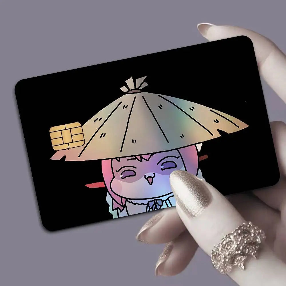 stickers carte bancaire laser waterproof antiusure dessin animé mascotte mignonne adhésifs rembourrables sans résidu