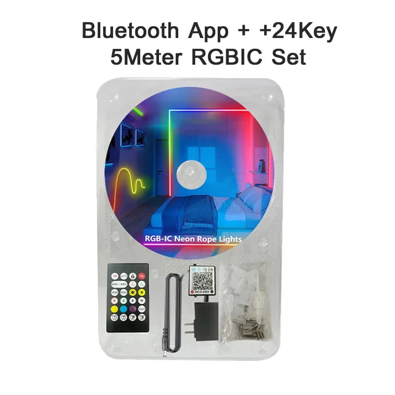 ruban led néon multicolore controle bluetooth ip67 moderne decoration extérieure chambre jardin